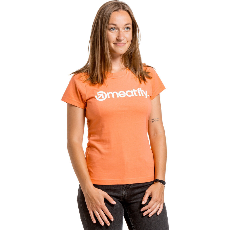 Meatfly dámské tričko Ladies MF Logo Coral | Oranžová | 100% bavlna