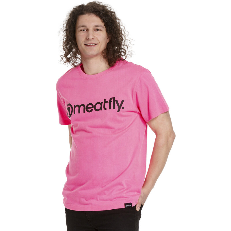 Meatfly pánské tričko MF Logo Neon Pink | Růžová | 100% bavlna