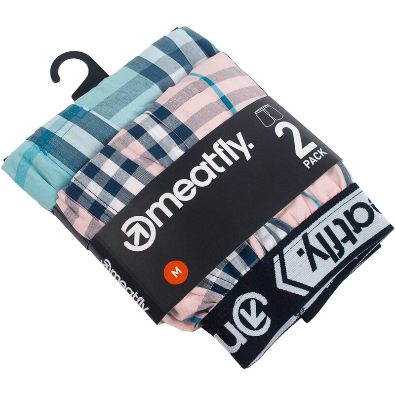 Meatfly pánské trenky Bandit Pink/Mint Double pack | Růžová | 100% bavlna