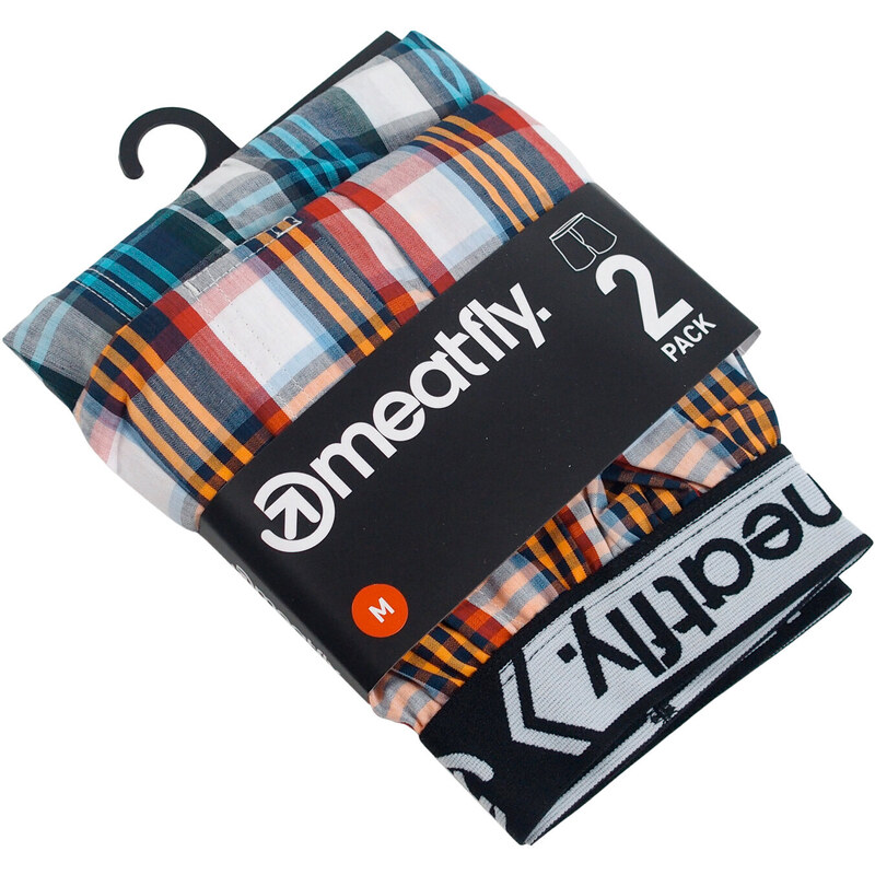 Meatfly pánské trenky Bandit Blue Stripes/Orange Stripes Double pack | Oranžová | 100% bavlna