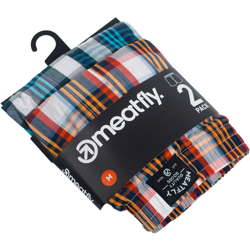 Meatfly pánské trenky Jukebox Blue Stripes/Orange Stripes Double pack | Oranžová | 100% bavlna