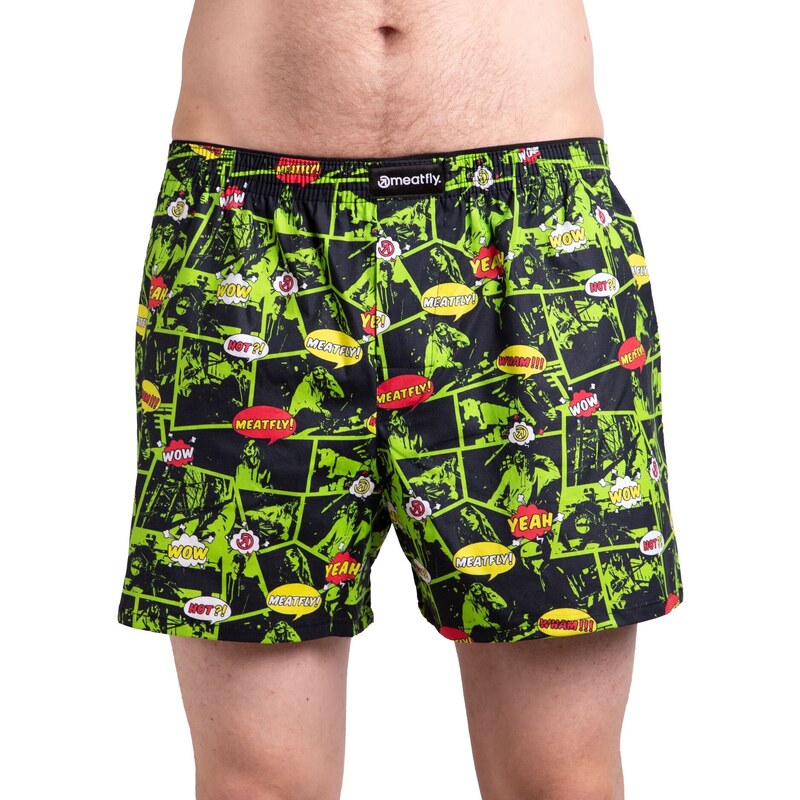 Meatfly pánské boxerky Agostino Double Pack Green Comics |