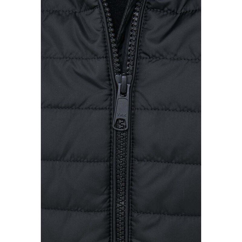 Vlněný kabát Calvin Klein černá barva, přechodný, dvouřadový