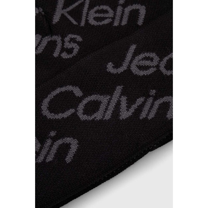 Bavlněná čepice Calvin Klein Jeans černá barva, z tenké pleteniny