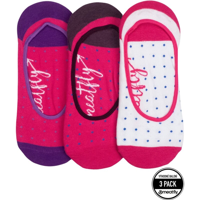 Meatfly ponožky Low Socks Triple Pack Fuchsia Dots | Fialová