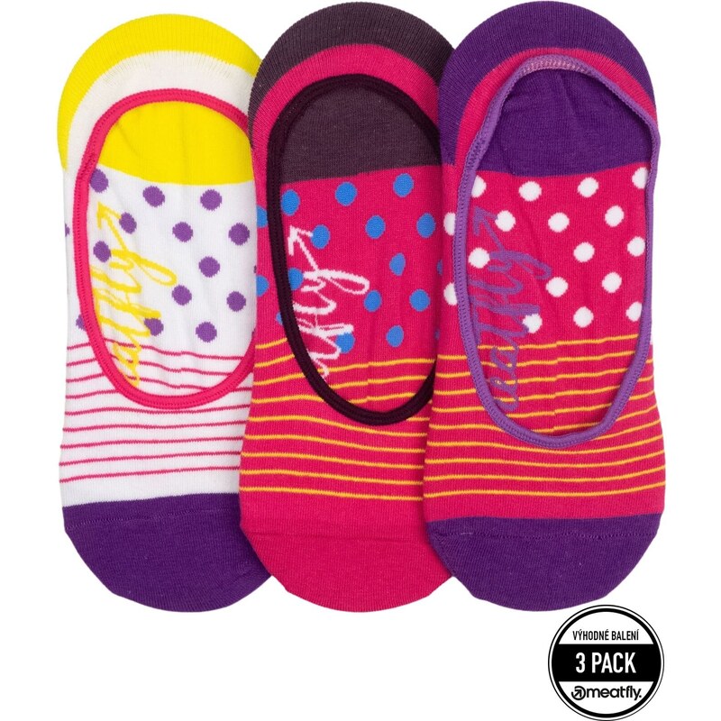 Ponožky Meatfly Low Socks Triple Pack, žlutá Stripe