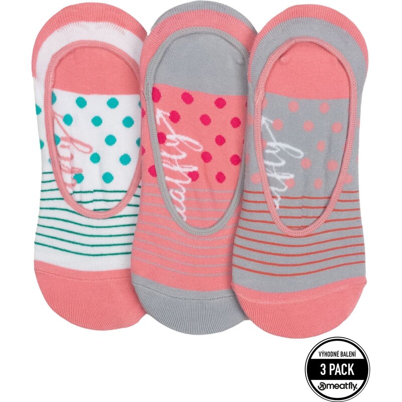 Ponožky Low Socks Triple Pack Grey Stripe Meatfly šedá One Size