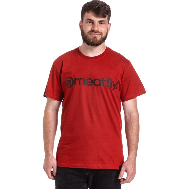 Meatfly pánské tričko MF Logo Dark Red | Červená