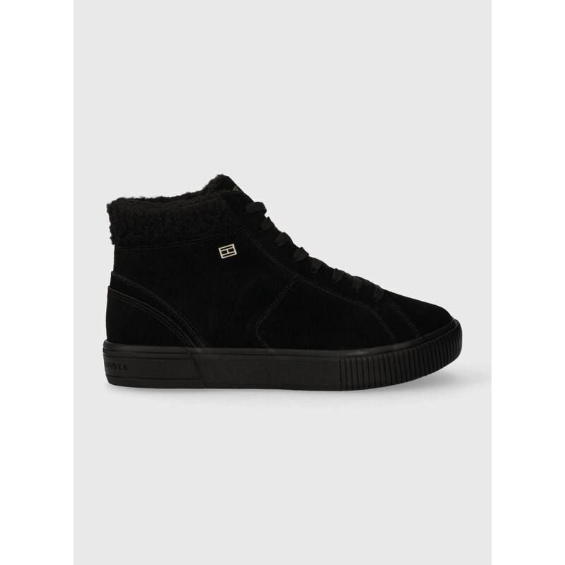 Semišové sneakers boty Tommy Hilfiger VULC SUEDE SNEAKER HI černá barva, FW0FW07549