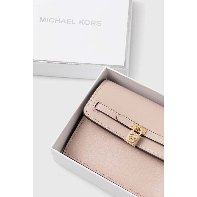 Kožená peněženka MICHAEL Michael Kors růžová barva