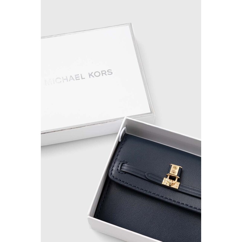 Kožená peněženka MICHAEL Michael Kors tmavomodrá barva