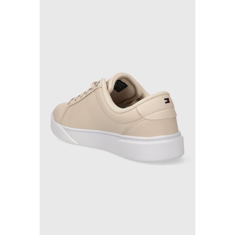 Kožené sneakers boty Tommy Hilfiger GOLDEN HW COURT SNEAKER béžová barva, FW0FW07560