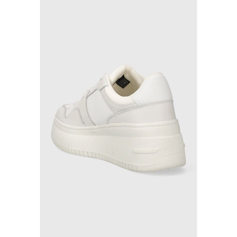 Sneakers boty Tommy Jeans TJW RETRO BASKET FLATFORM bílá barva, EN0EN02536