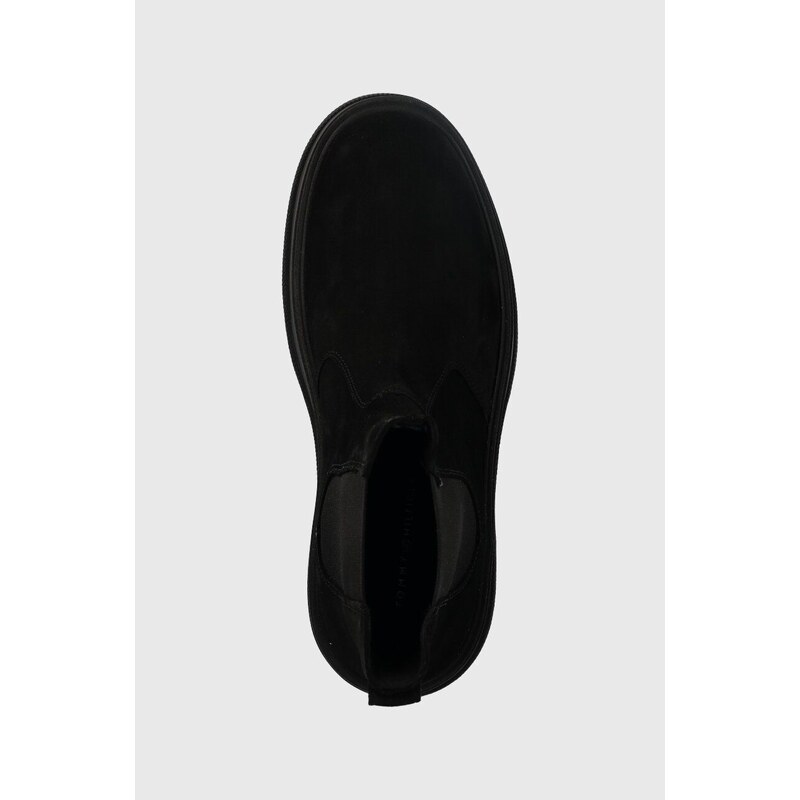 Semišové kotníkové boty Tommy Hilfiger TH EVERYDAY CORE SUEDE CHELSEA pánské, černá barva, FM0FM04659