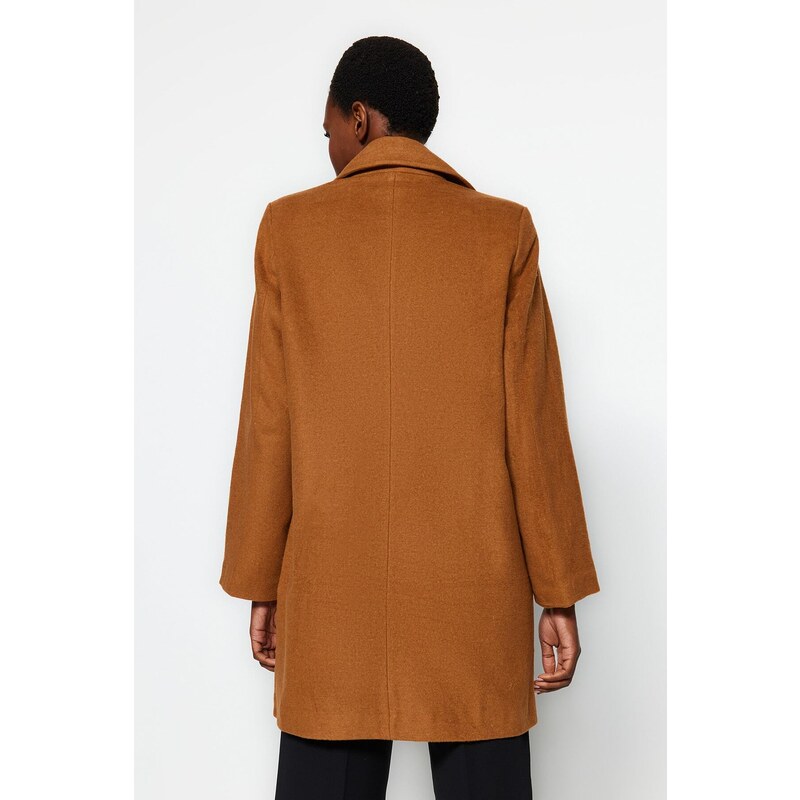 Trendyol Camel Premium Oversize Wide Cut Stamped Coat