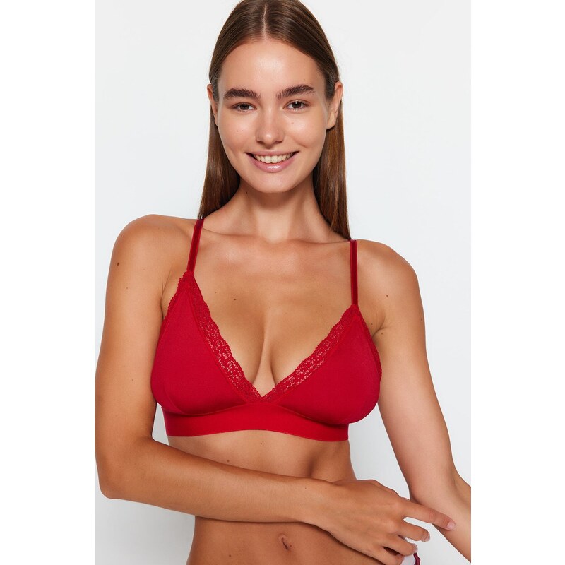 Trendyol Red Polyamide Lace Detailed Covered Bralette Bra