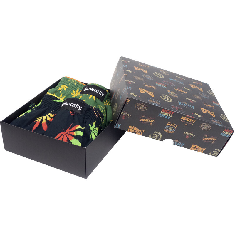 Meatfly pánské trenýrky Agostino Leafs Gift Pack | Černá