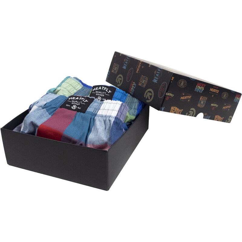 Meatfly pánské boxerky Doug Navy Red / Green Gift Pack | Červená