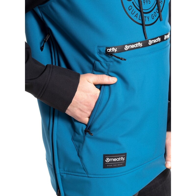 Meatfly pánská softshell bunda Jax Ocean Blue/Black | Černá