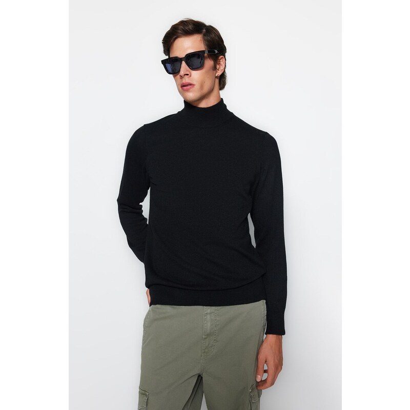 Trendyol Black Slim Fit Half Turtleneck Basic Knitwear Sweater