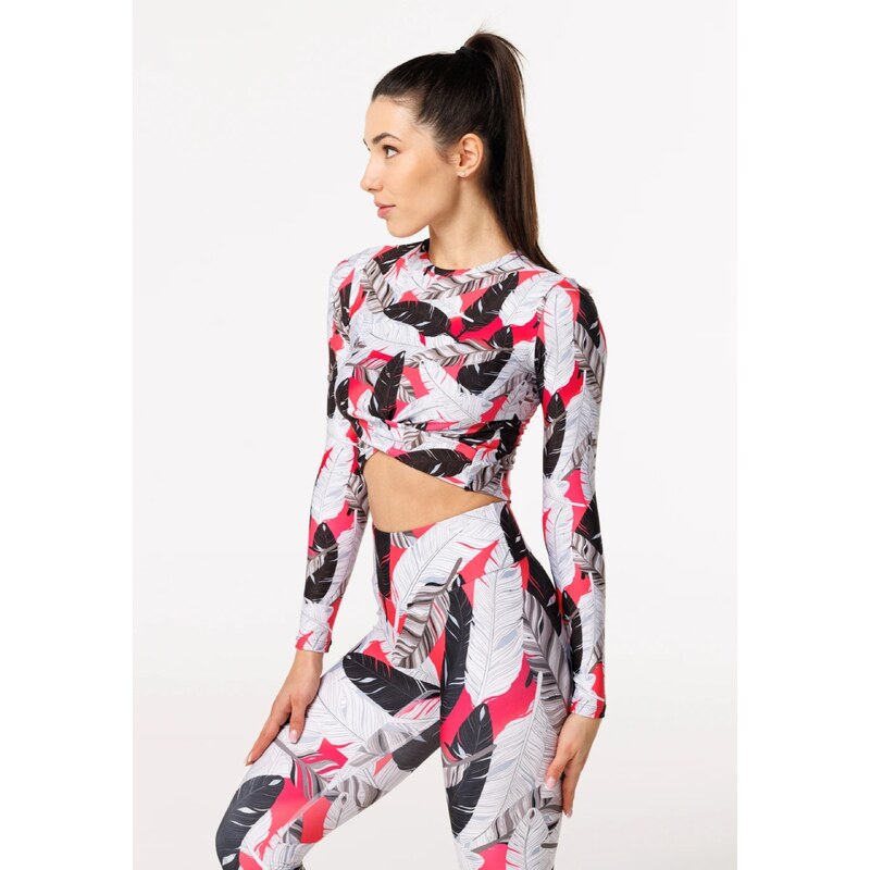 Bittersweet Paris Woman's Feathers Gaia Longsleeve Top GLT-C-Print BSP206