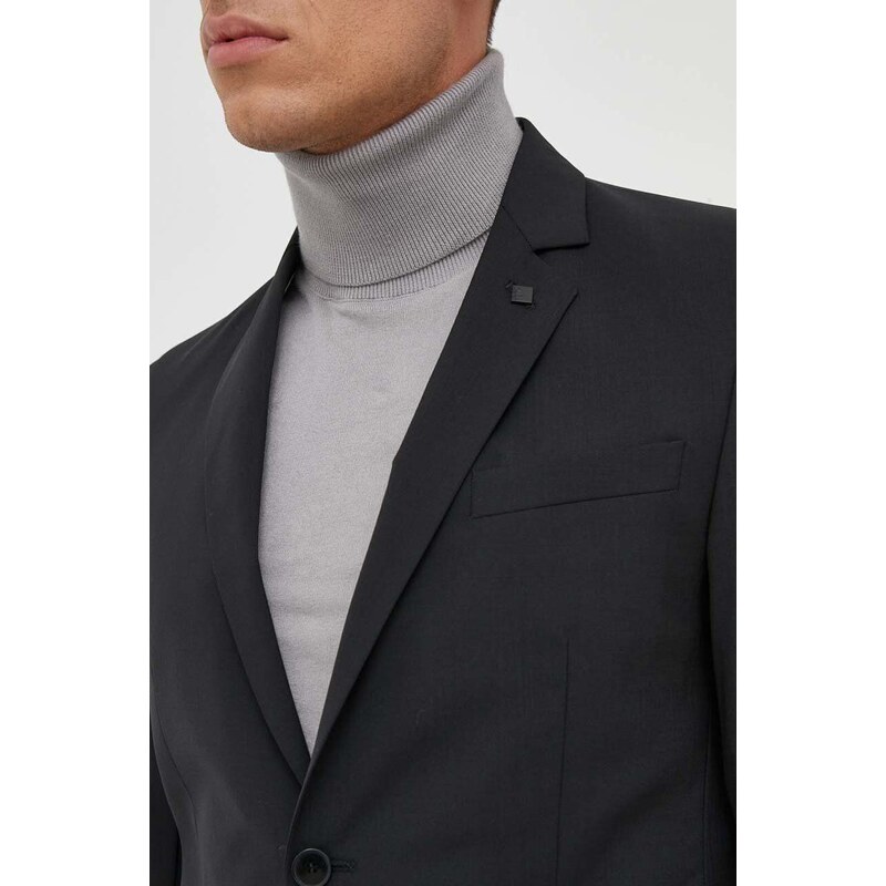 Vlněné sako Karl Lagerfeld černá barva