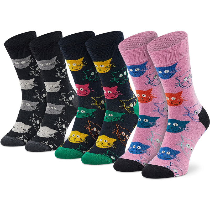 Sada 3 párů vysokých ponožek unisex Happy Socks