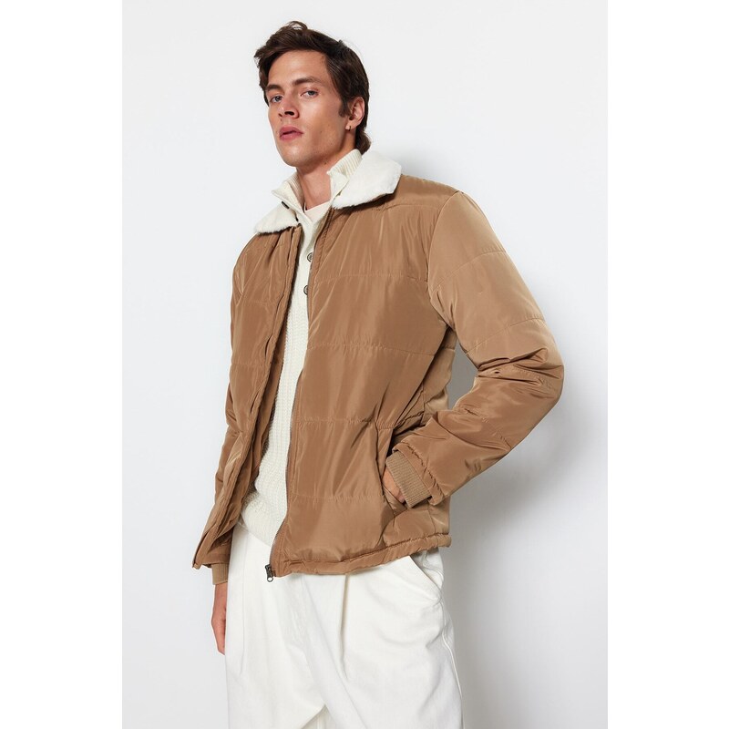 Trendyol Mink Regular Fit Fleece podšitý hustý kabát