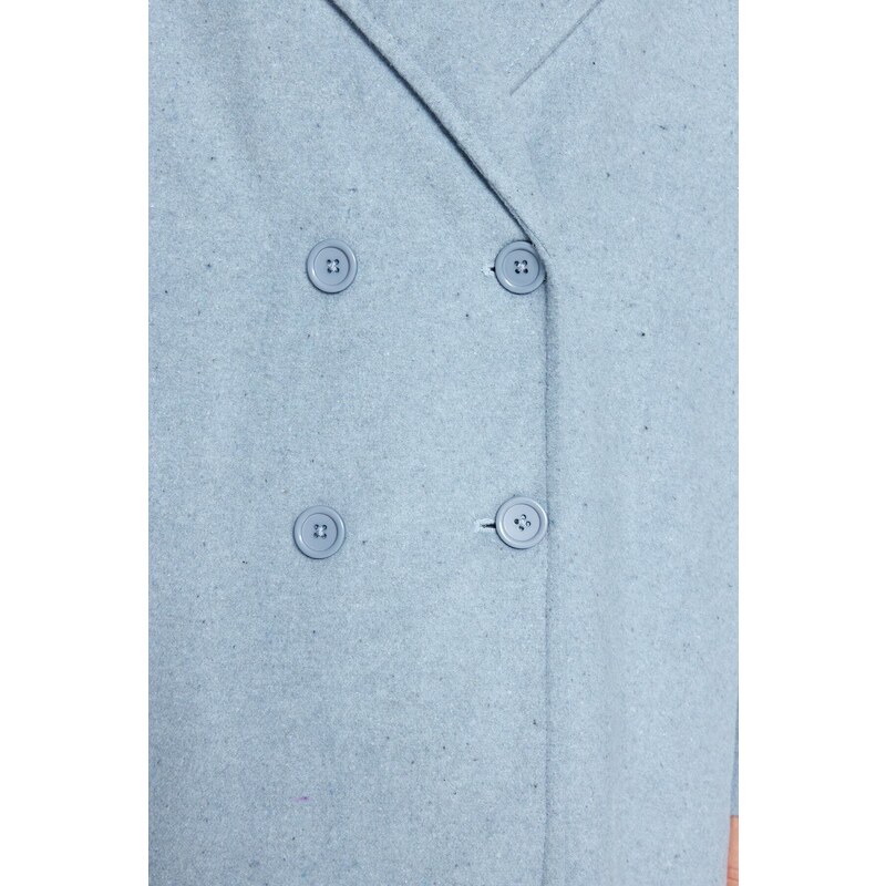 Trendyol Blue Oversized Wide Cut Long Wool Cachet Coat