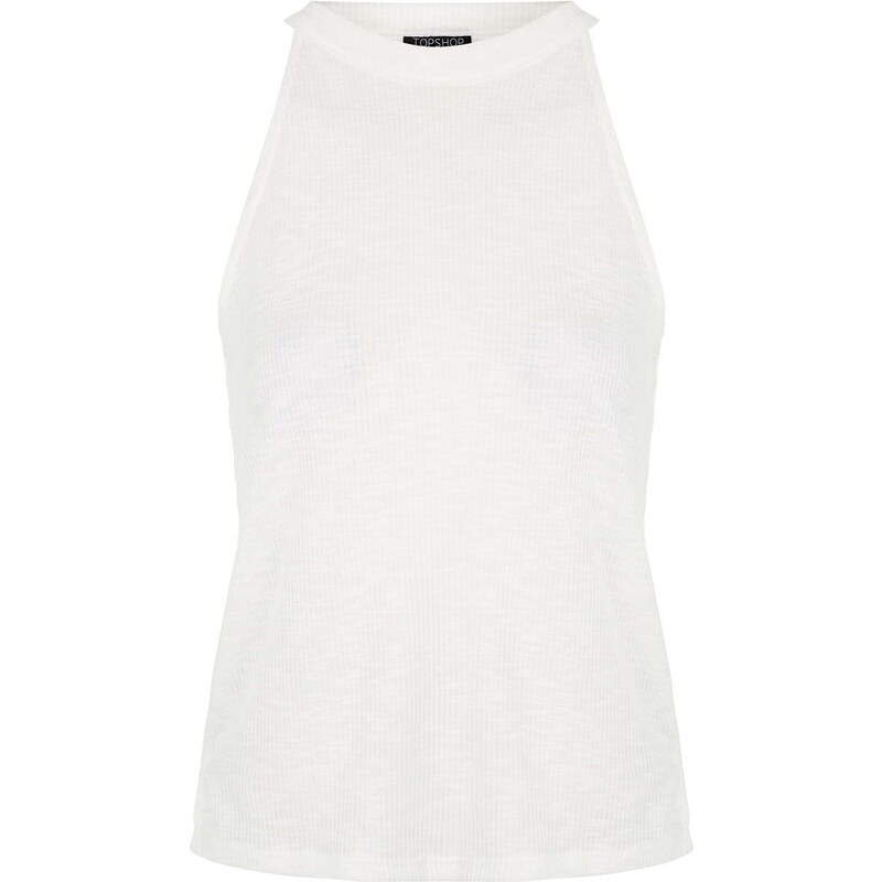 Topshop Ribbed '70s High Neck Top
