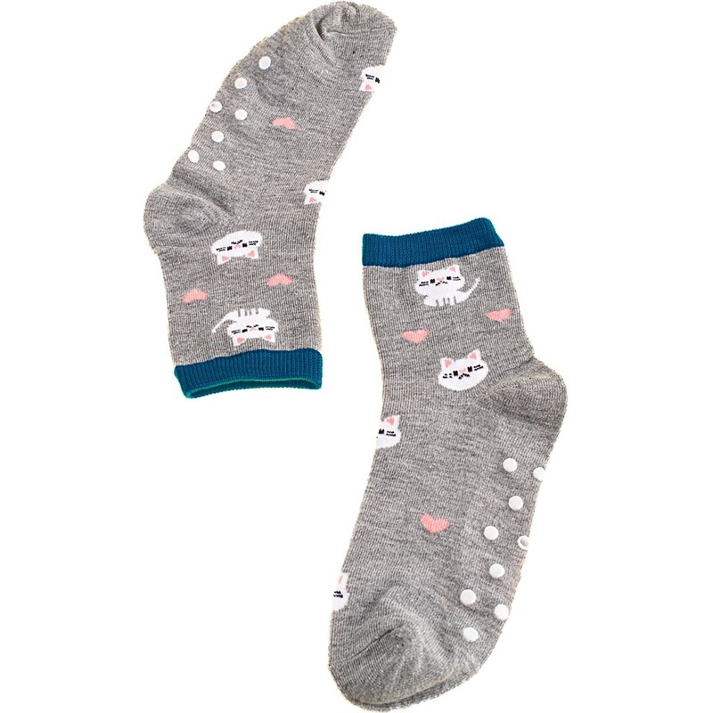 Non-slip Children's Socks Shelvt Gray Cats