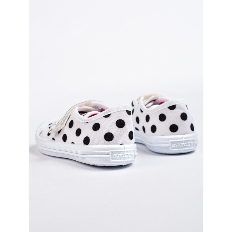 Shelvt White girls' polka dot sneakers 3F