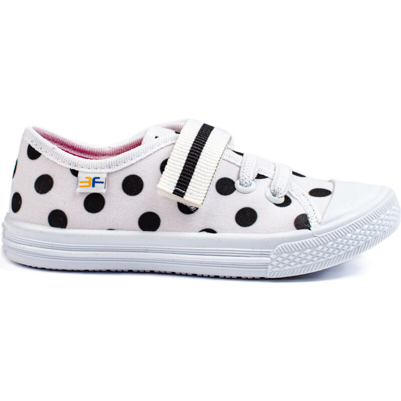 Shelvt White girls' polka dot sneakers 3F