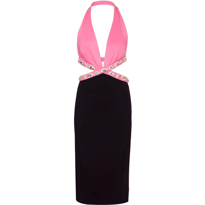 Topshop **Pink and Black Cut Out Jewel Limited Edition Dress by Rare