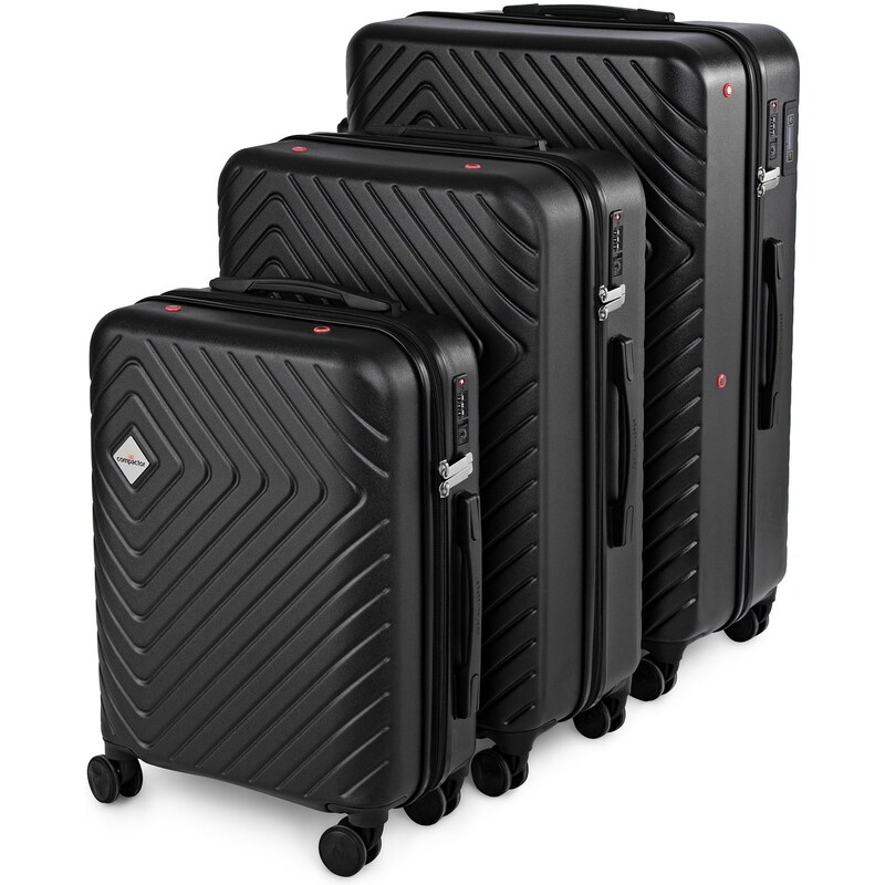Sada 3ks cestovních kufrů Compactor Hybrid Luggage S+L+XL Vacuum System, černá
