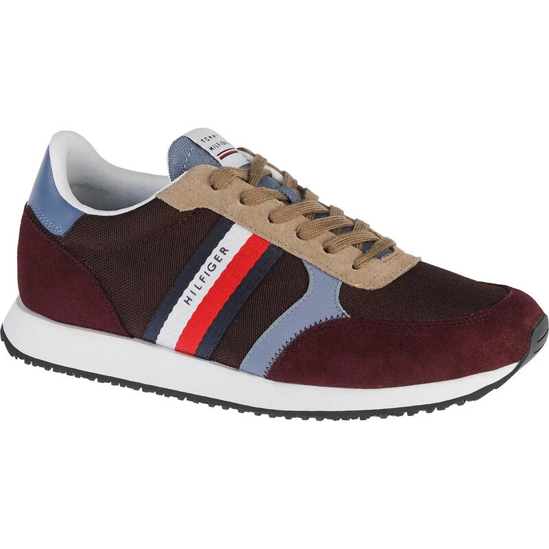 VÍNOVÉ PÁNSKÉ TENISKY TOMMY HILFIGER RUNNER LO COLOR MIX Hnědá