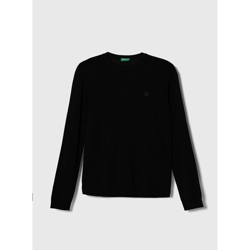 Dětský svetr s příměsí vlny United Colors of Benetton černá barva, lehký