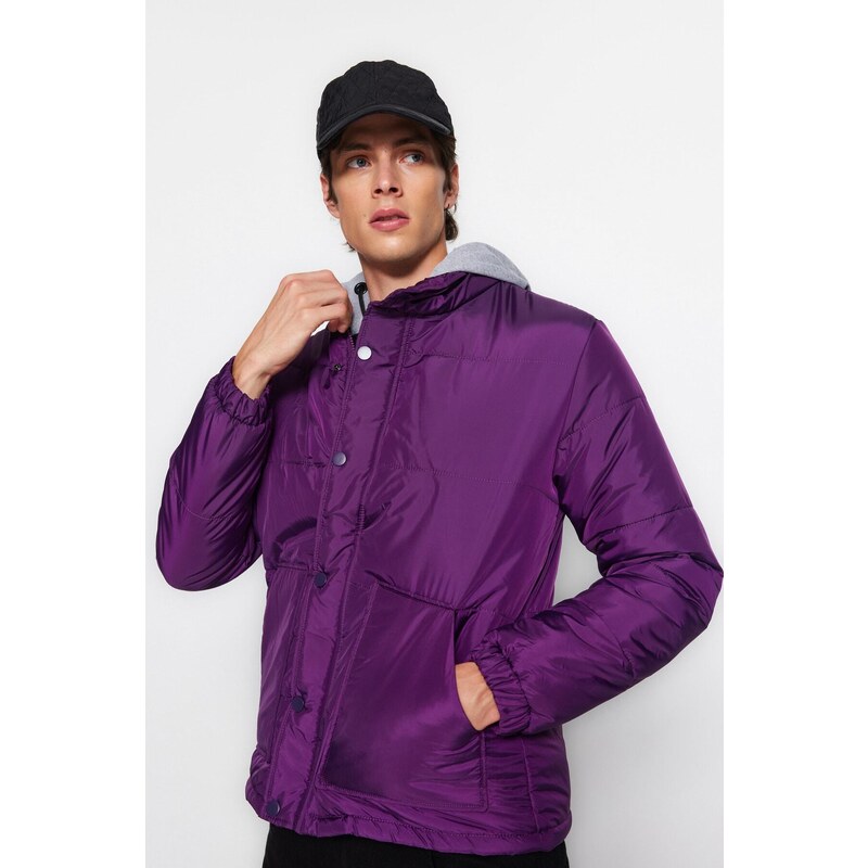 Trendyol Dark Purple Regular Fit Puffer Zimní bunda