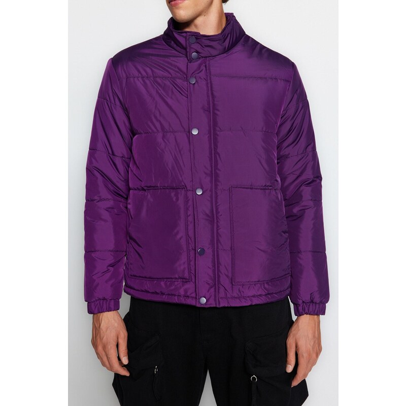 Trendyol Dark Purple Regular Fit Puffer Zimní bunda