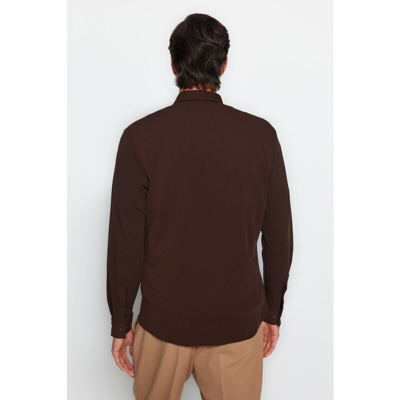 Trendyol Brown Slim Fit Knitted Shirt