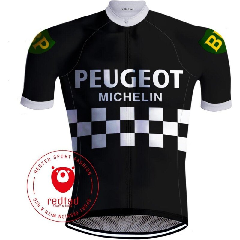 REDTED Peugeot Vintage Cyklistický dres - REDTED - Black