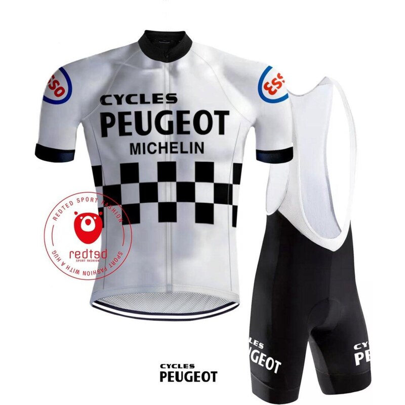 REDTED Vintage bílé cyklistické oblečení Peugeot - RedTed