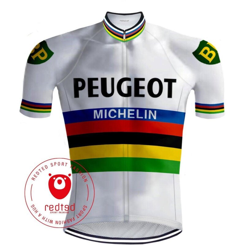 REDTED Vintage cyklistický dres Peugeot Rainbow - RedTed