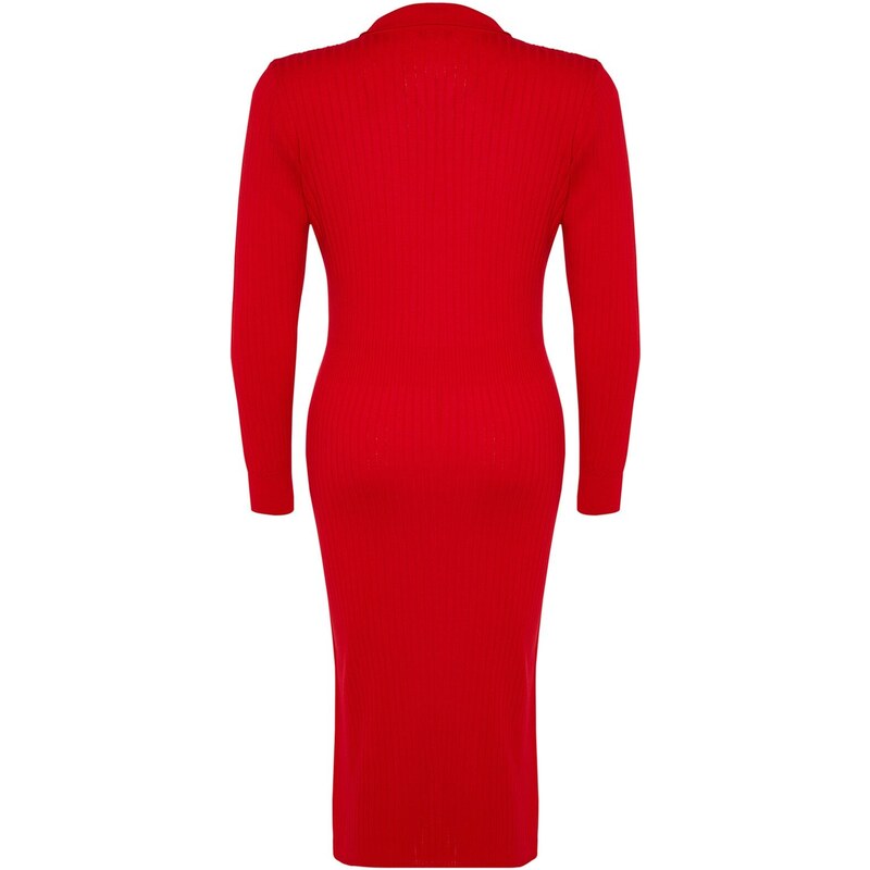 Trendyol Curve Red Polo Neck Knitwear Dress