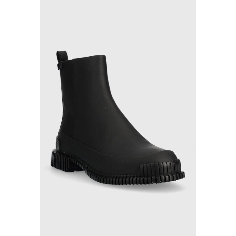 Kožené kotníkové boty Camper Pix dámské, černá barva, na plochém podpatku, K400715.001