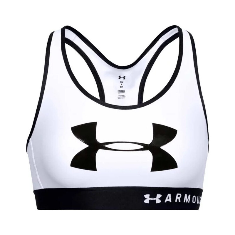 BÍLÁ SPORTOVNÍ PODPRSENKA UNDER ARMOUR MID KEYHOLE GRAPHIC BRA