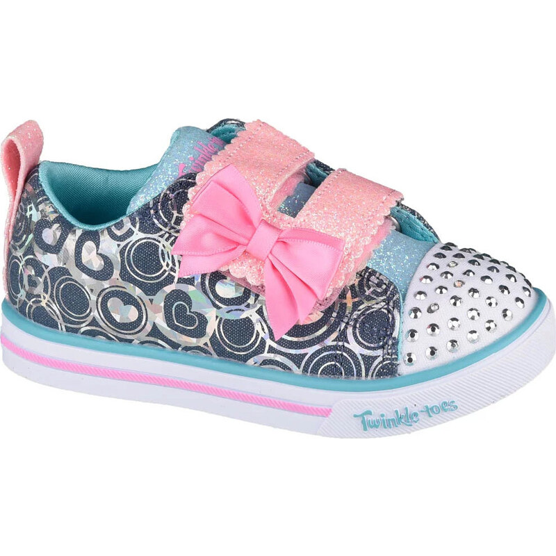 VZOROVANÉ DÍVČÍ TENISKY SKECHERS SPARKLE LITE-LIL HEARTSLAND Modrá