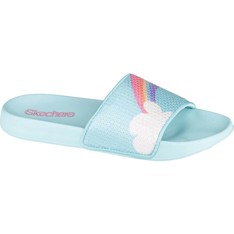 MINTOVÉ DÍVČÍ NAZOUVÁKY SKECHERS SUNNY SLIDES-DREAMY STEPS Světle modrá