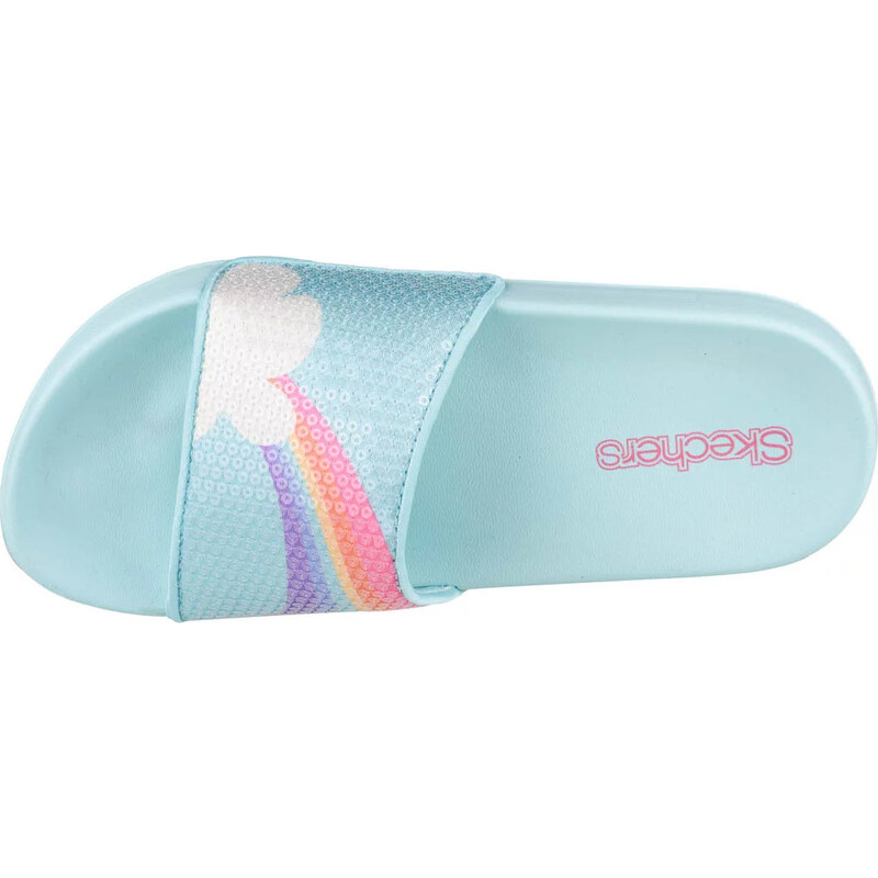 MINTOVÉ DÍVČÍ NAZOUVÁKY SKECHERS SUNNY SLIDES-DREAMY STEPS Světle modrá