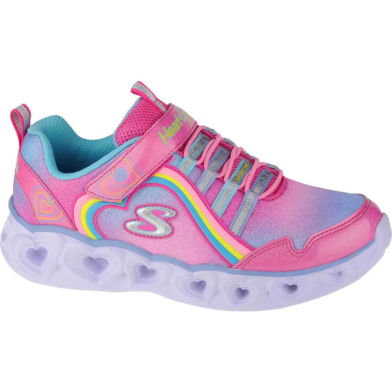 RŮŽOVÉ DÍVČÍ SVÍTÍCÍ TENISKY SKECHERS HEART LIGHTS-RAINBOW LUX Tmavě růžová